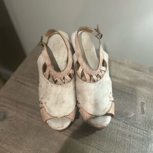 Very Volatile Rose Gold and Cream Wedge Sandals
